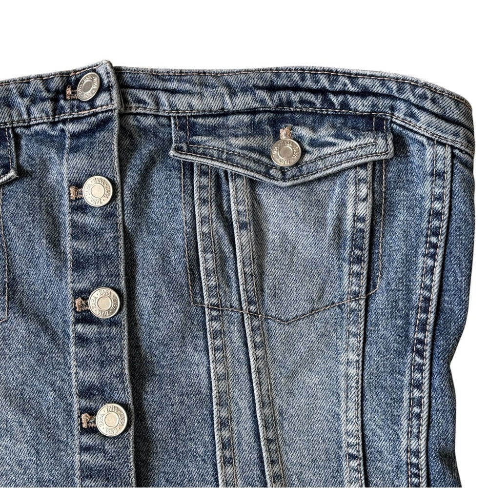 ZARA Corset Style Denim Top Size L - Picture 8 of 13